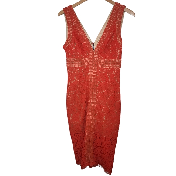 Bardot Morgan Womens Size 6 (Small) NWT Flame Orange Lace Dress - Picture 6 of 6